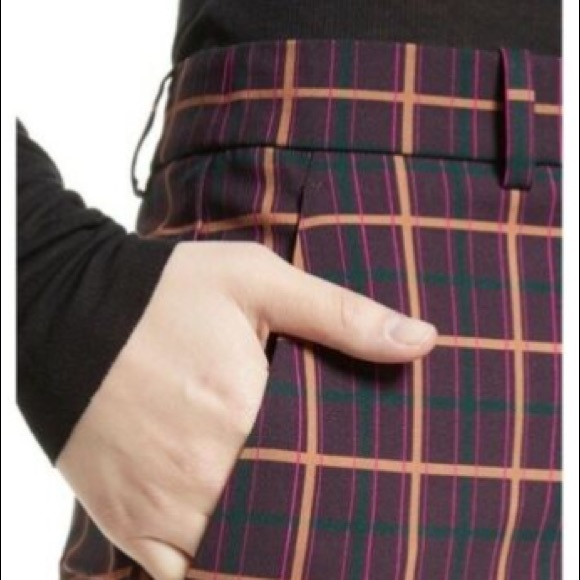 Theory Women  York Plaid Crop Cuff 100 wool pants , sz 10 NWOT - Picture 2 of 8